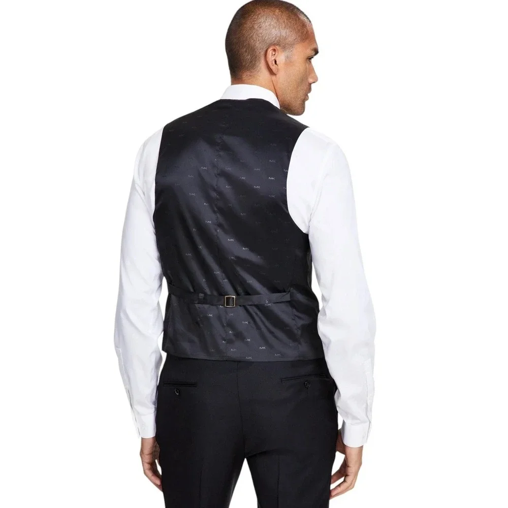 Michael Kors Mens Classic fit Tuxedo Suit Vest XL Black Solid Stretch